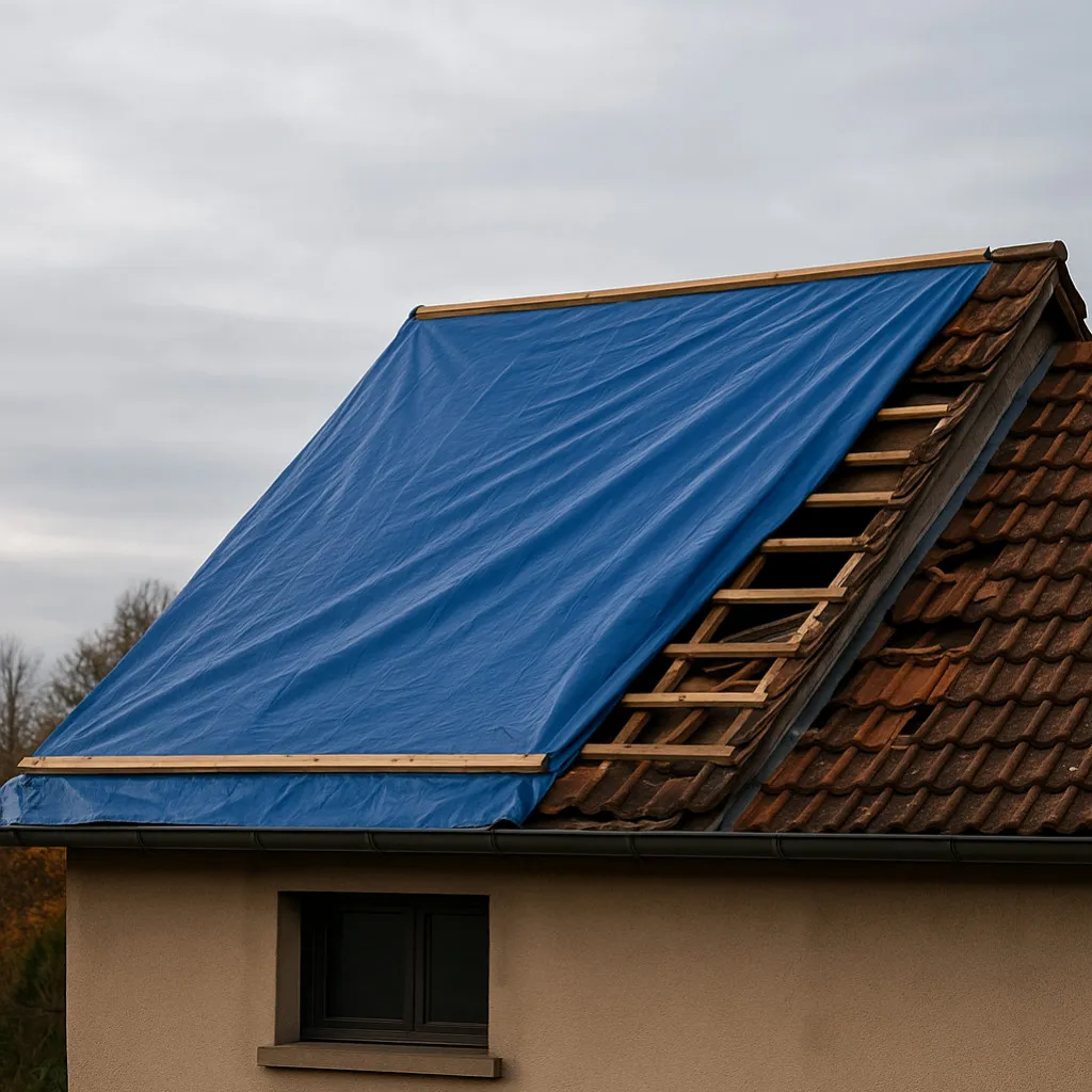 Bâchage toiture urgence bâche chantier Ariège — Rozel Couverture