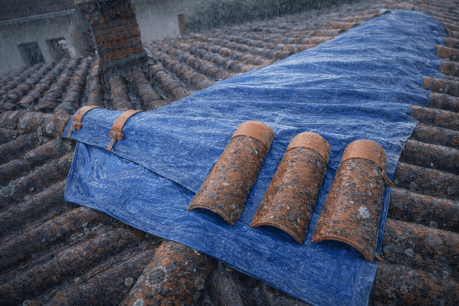 Bâchage urgence toiture tempête pluie Ariège 09