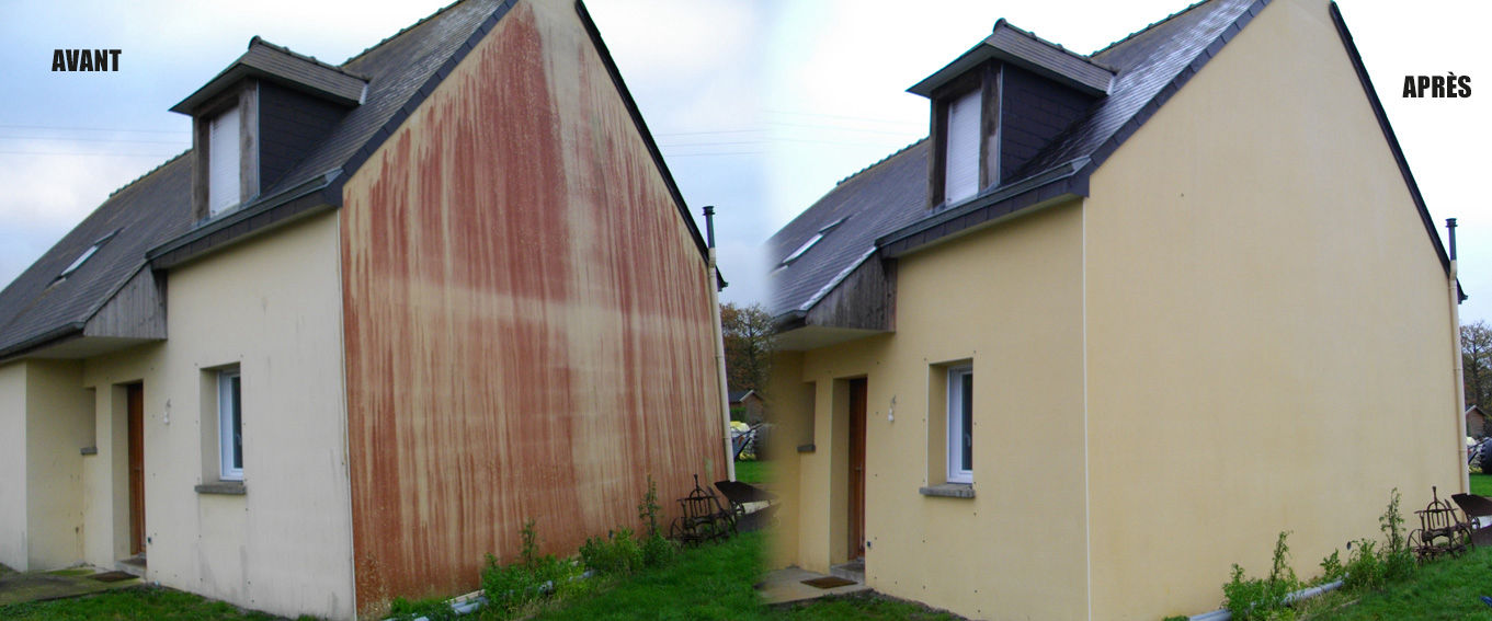Nettoyage façade avant après maison Ariège — résultat impressionnant